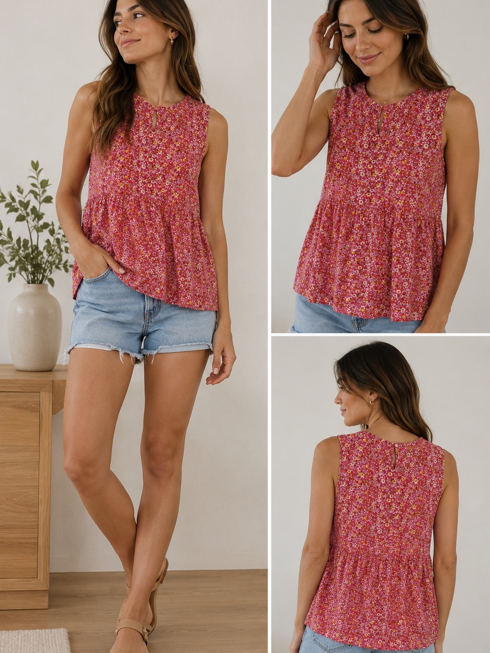 Rachel Zoe Women's Sleeveless Floral‎ Blouse Multicolor Size S
